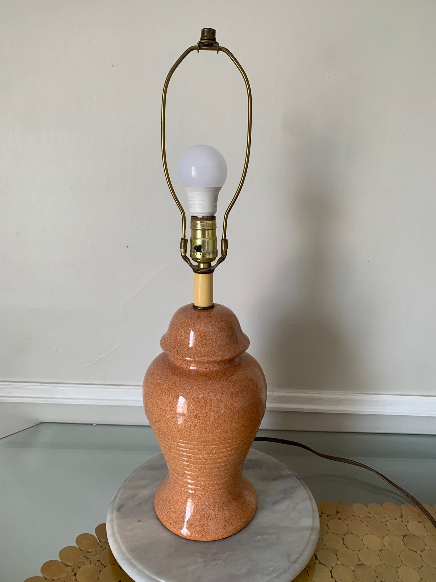 VIntage Speckled Terra Cota High Gloss Ceramic Medium Sized Lamp