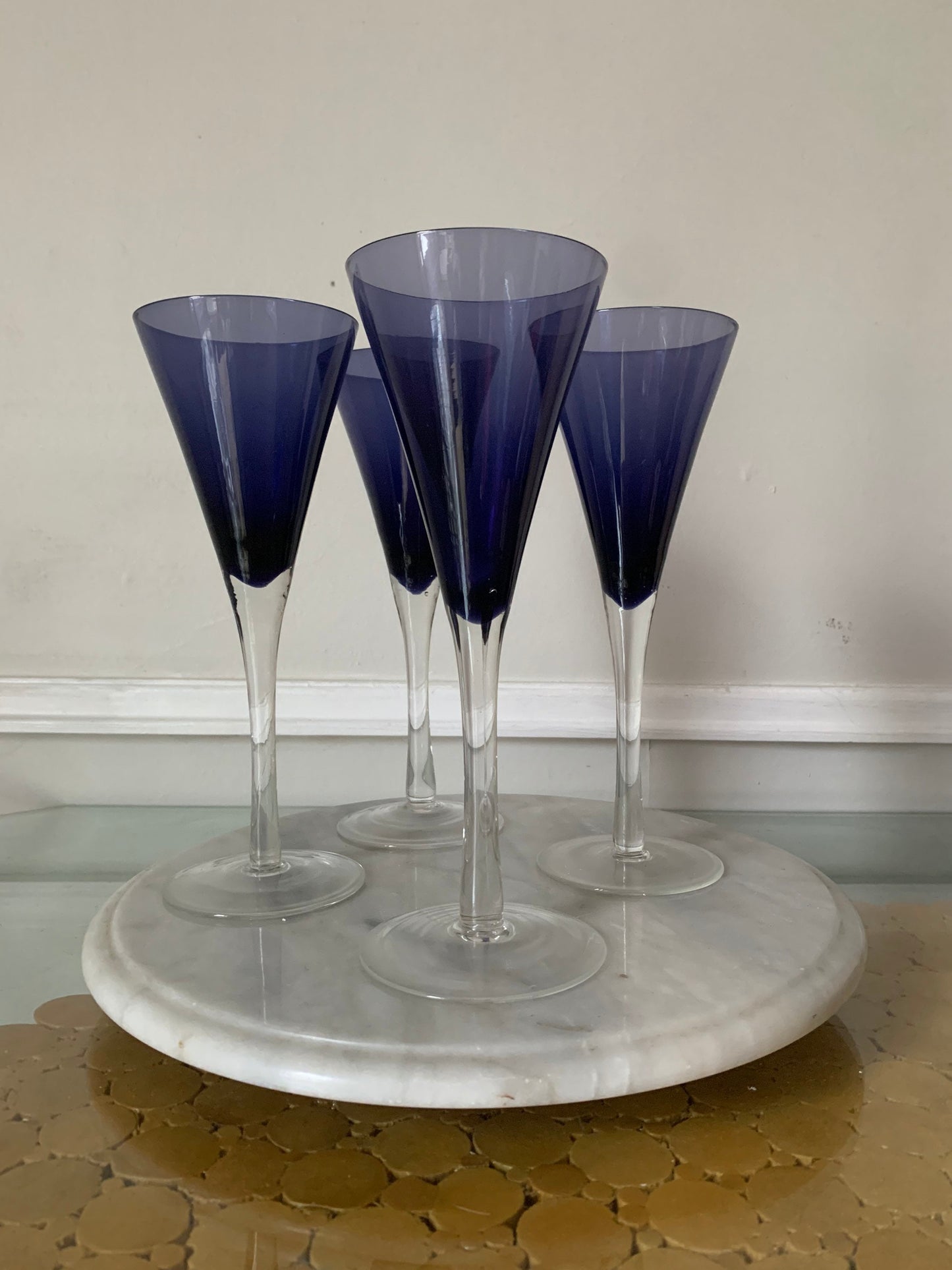 Set of 4 Dark Violet Glass Cocktail  Glasses