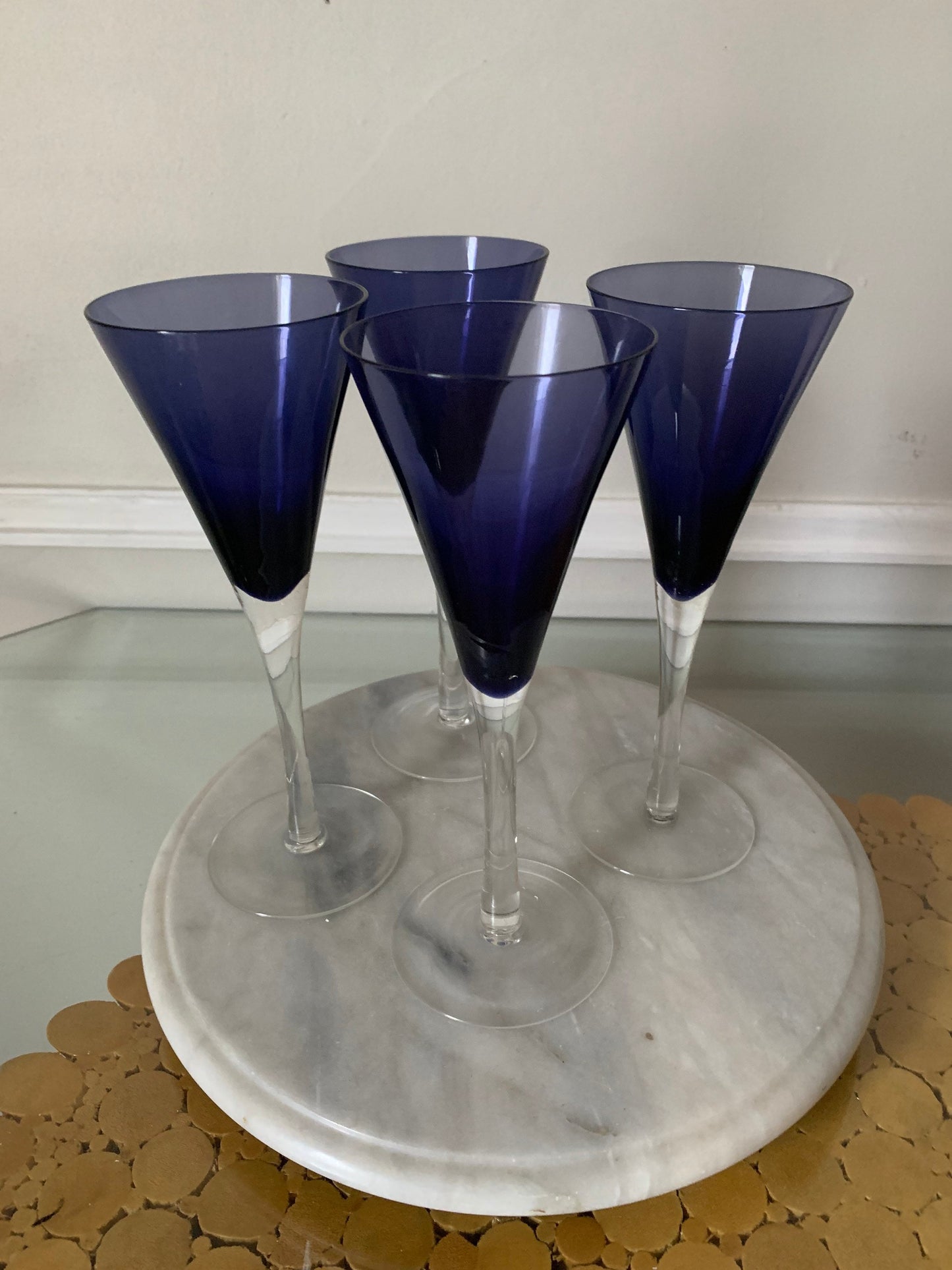 Set of 4 Dark Violet Glass Cocktail  Glasses