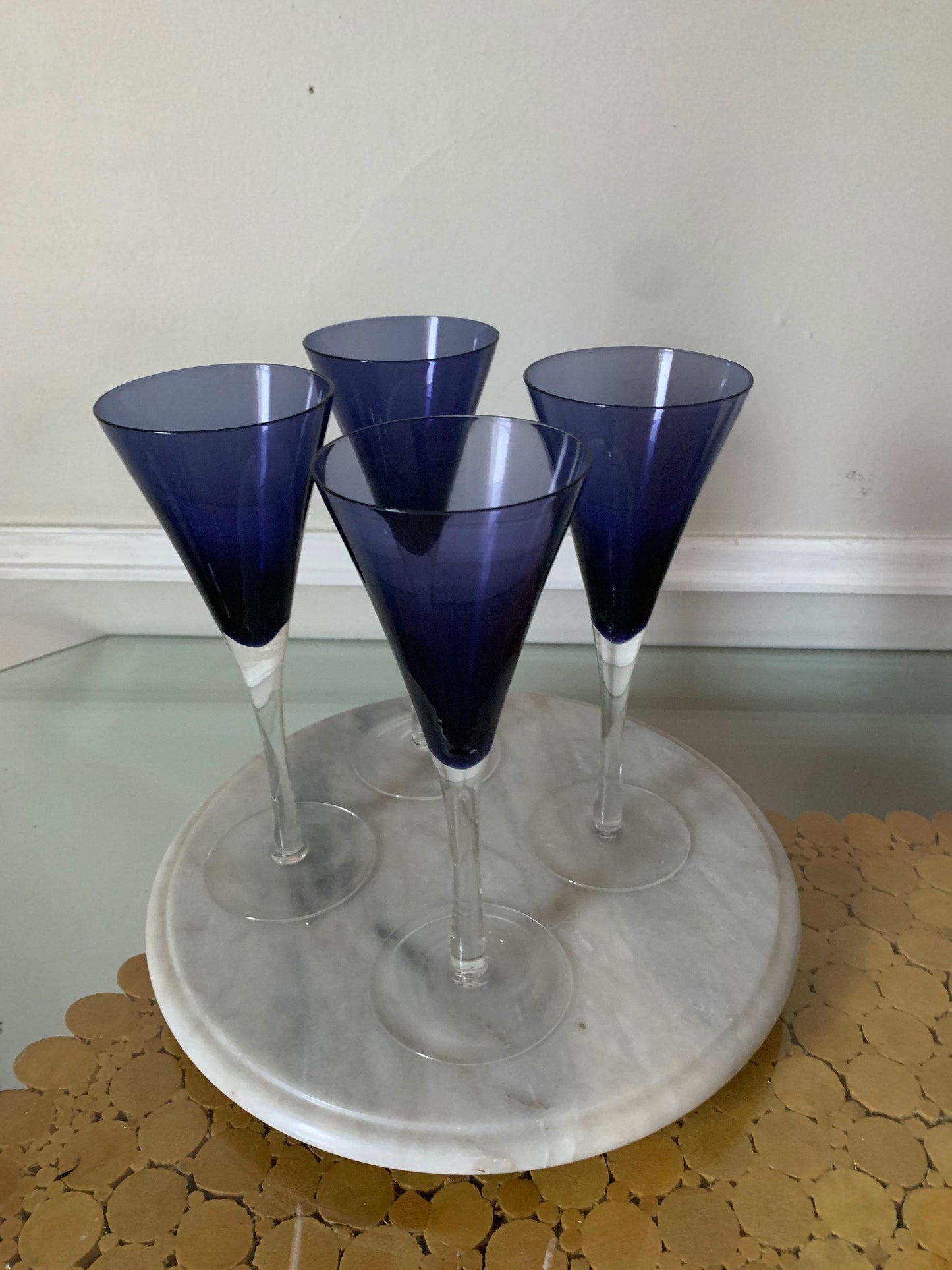 Set of 4 Dark Violet Glass Cocktail  Glasses