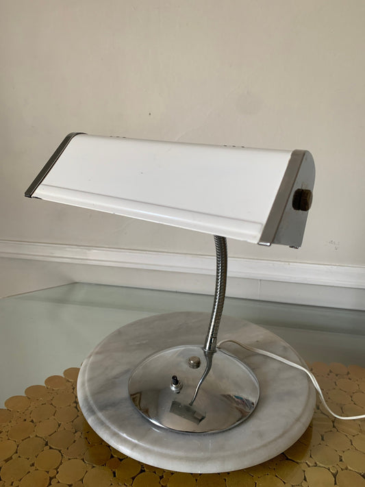 MCM White and Chrome Goose Neck Desk Lamp