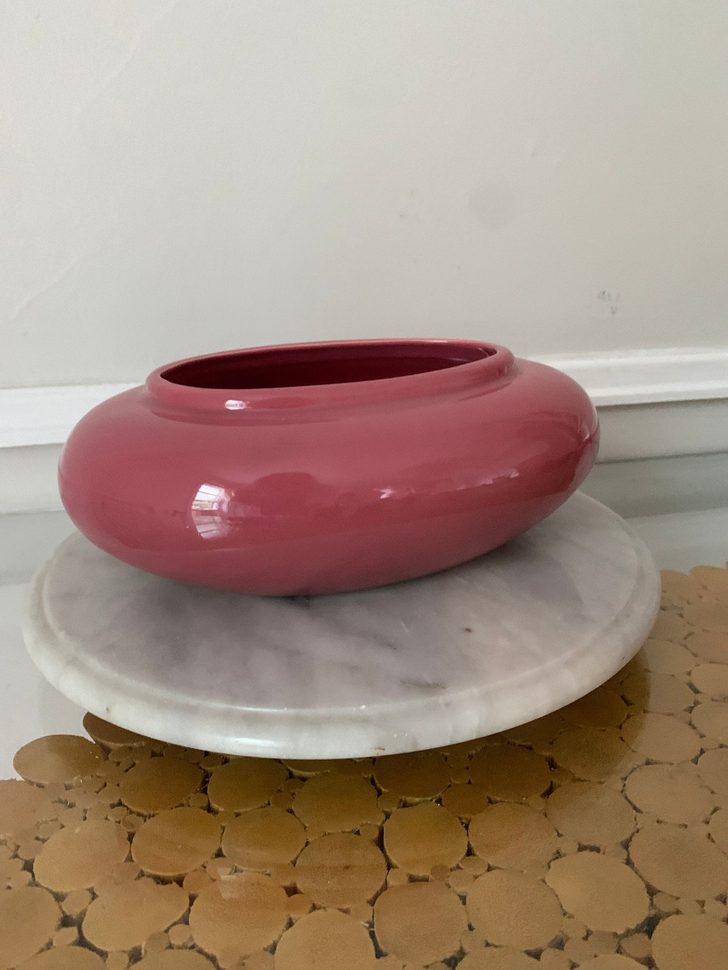 Retro Glazed  Oval Light Rosewood Ceramic Planter