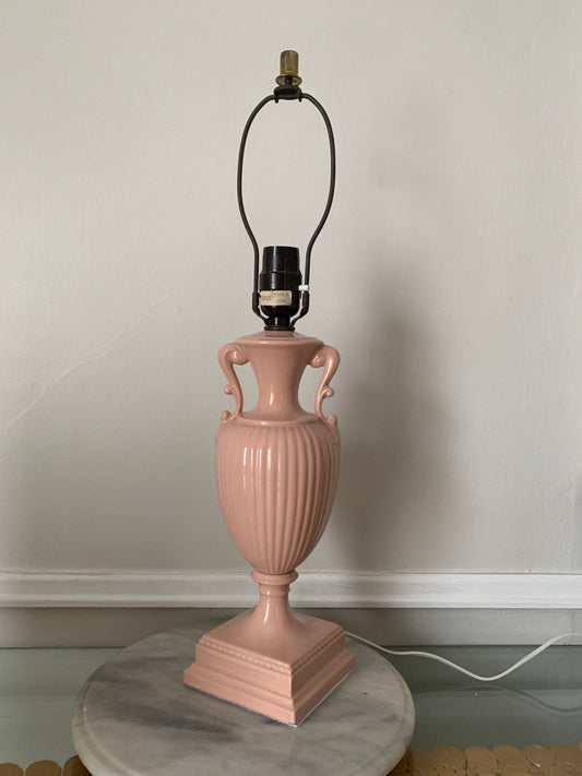 Vintage Medium Pink Pedestal Ceramic Lamp