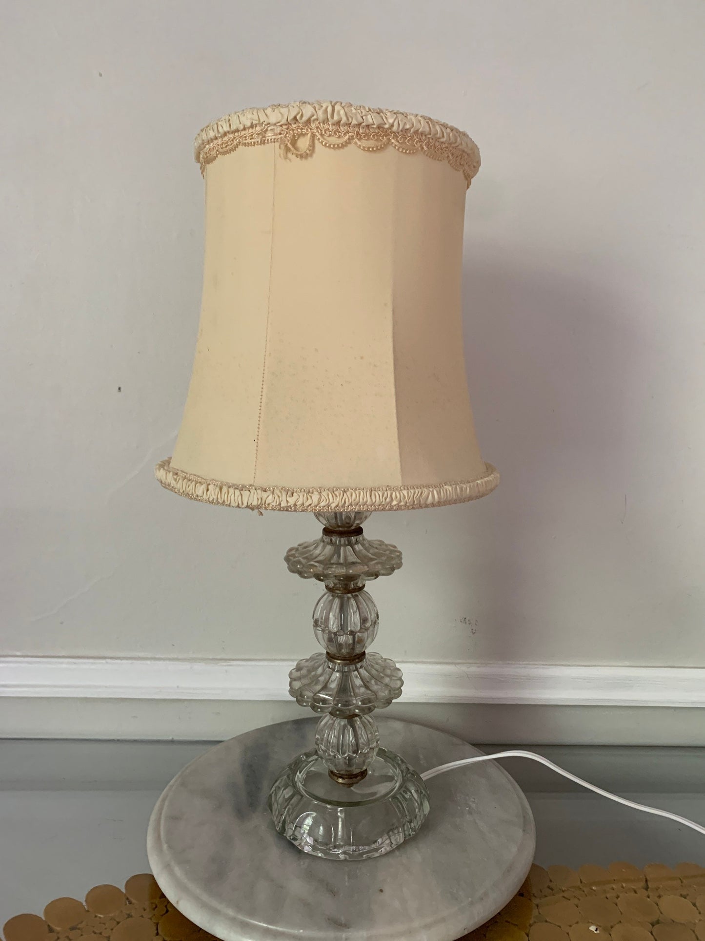 Vintage Small Clear Glass Accent Table Lamp No Shade