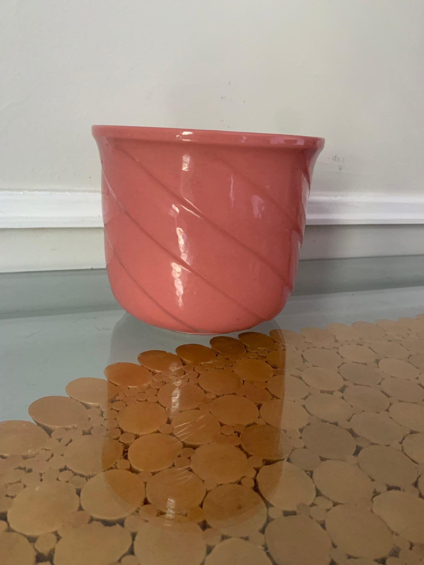 Retro Medium Deep Pink Ceramic Planter W Germany