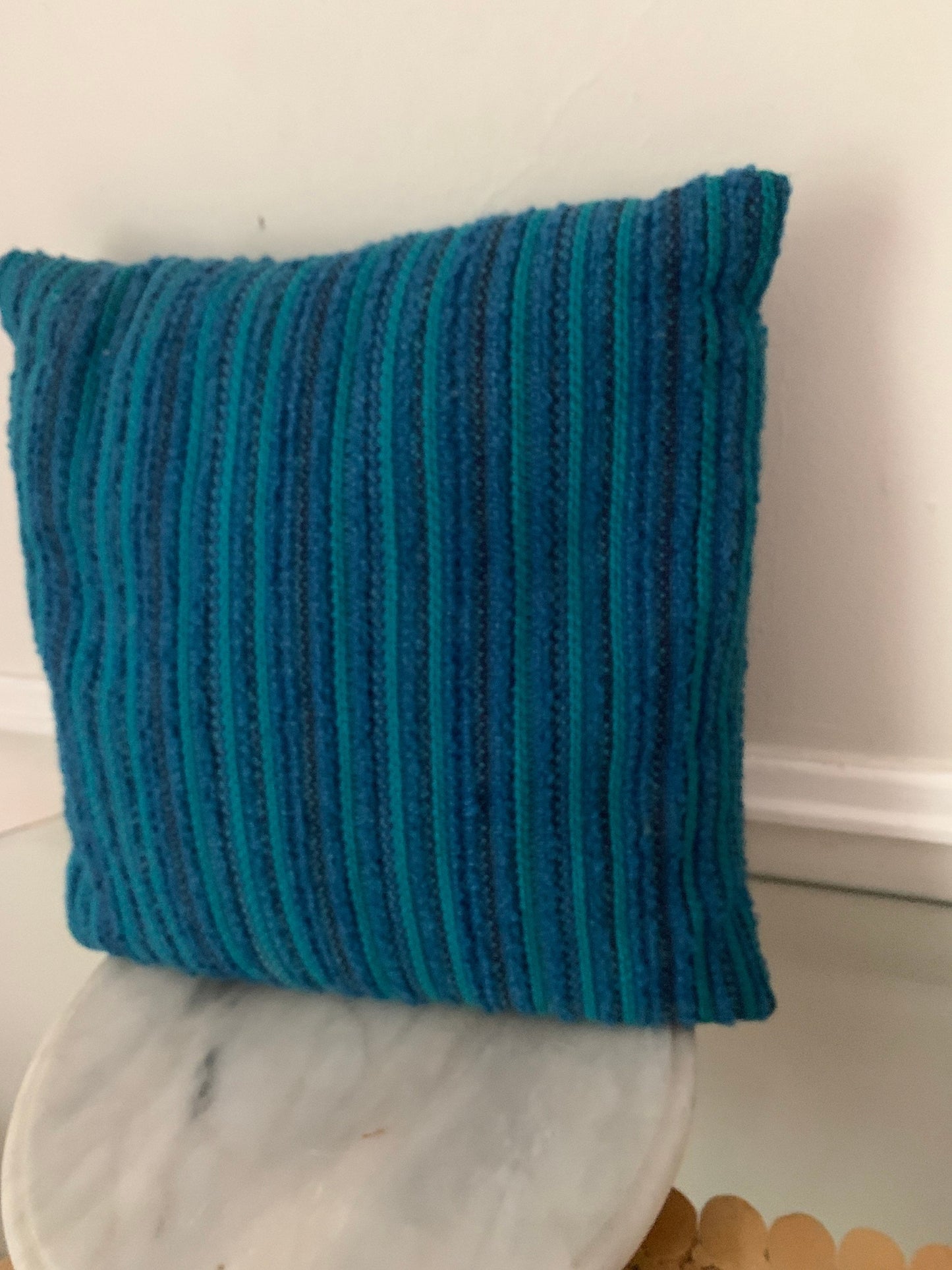 Vintage Square Knobby Blue Textile Pillow