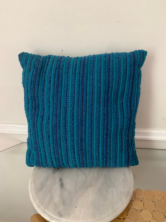 Vintage Square Knobby Blue Textile Pillow