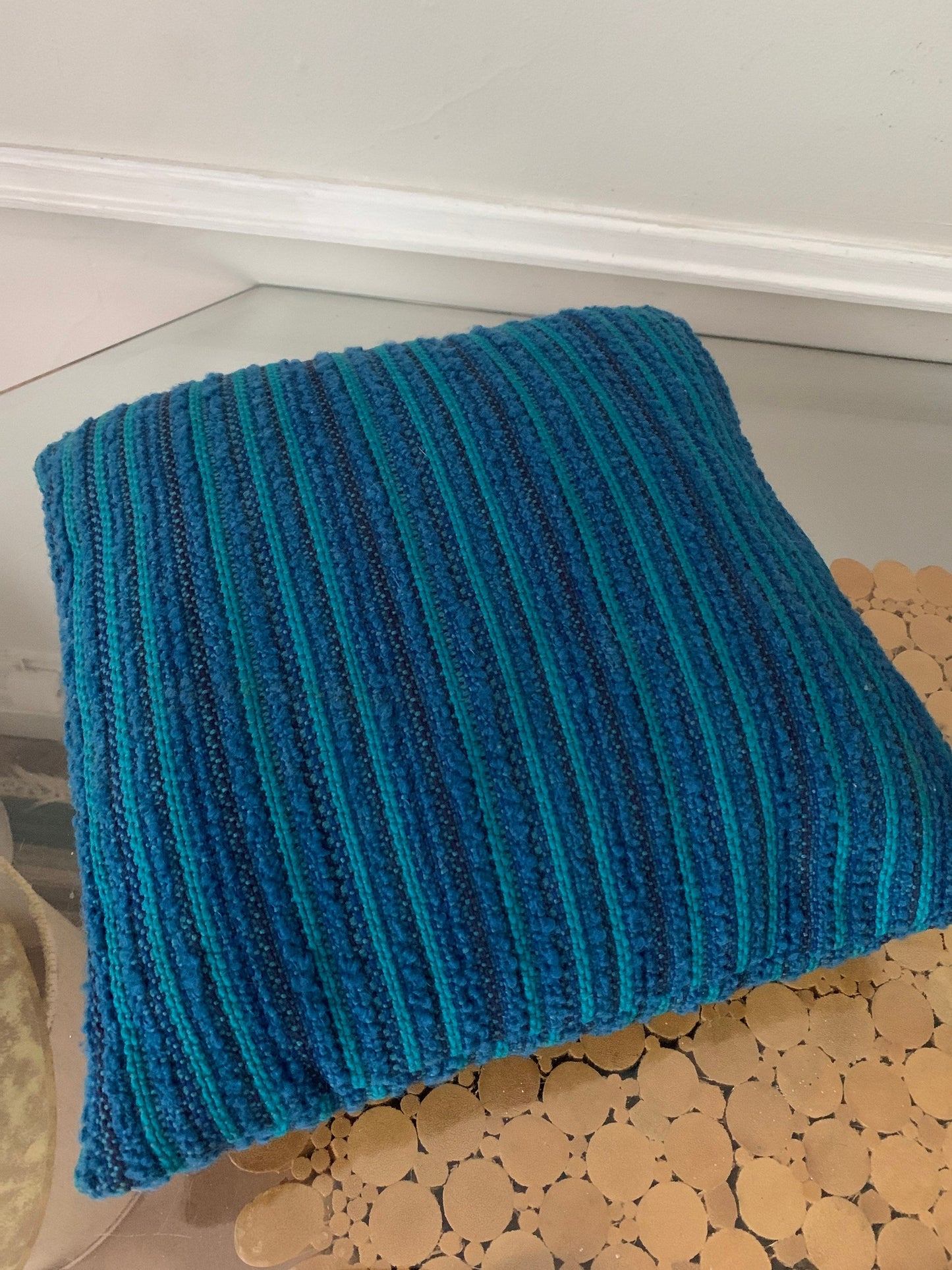 Vintage Square Knobby Blue Textile Pillow