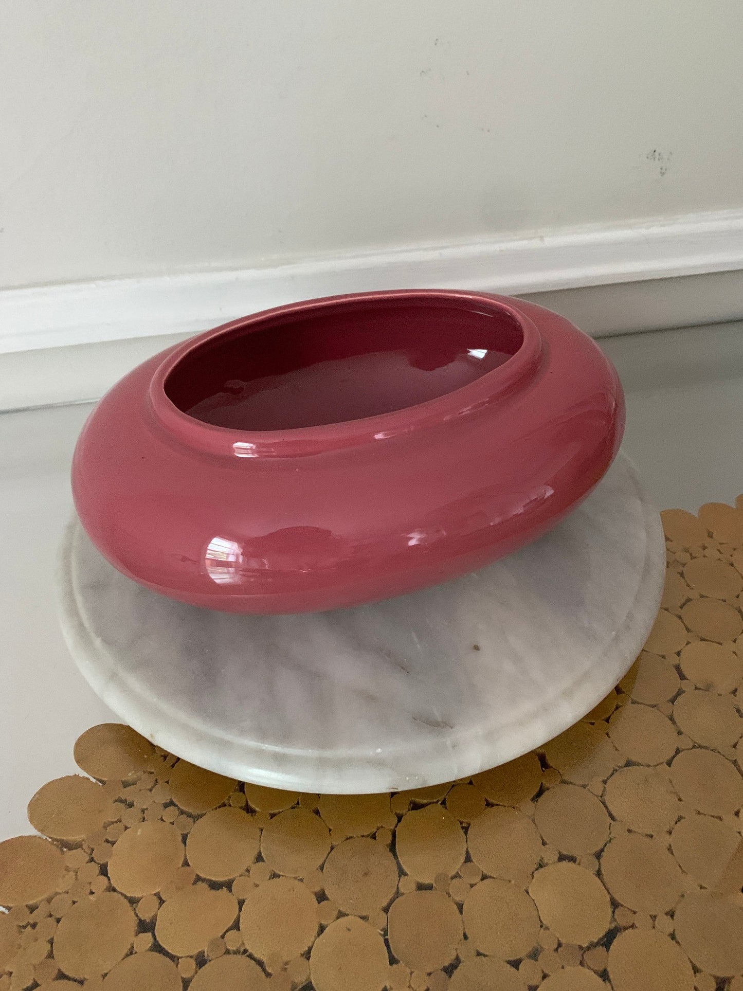 Retro Glazed  Oval Light Rosewood Ceramic Planter