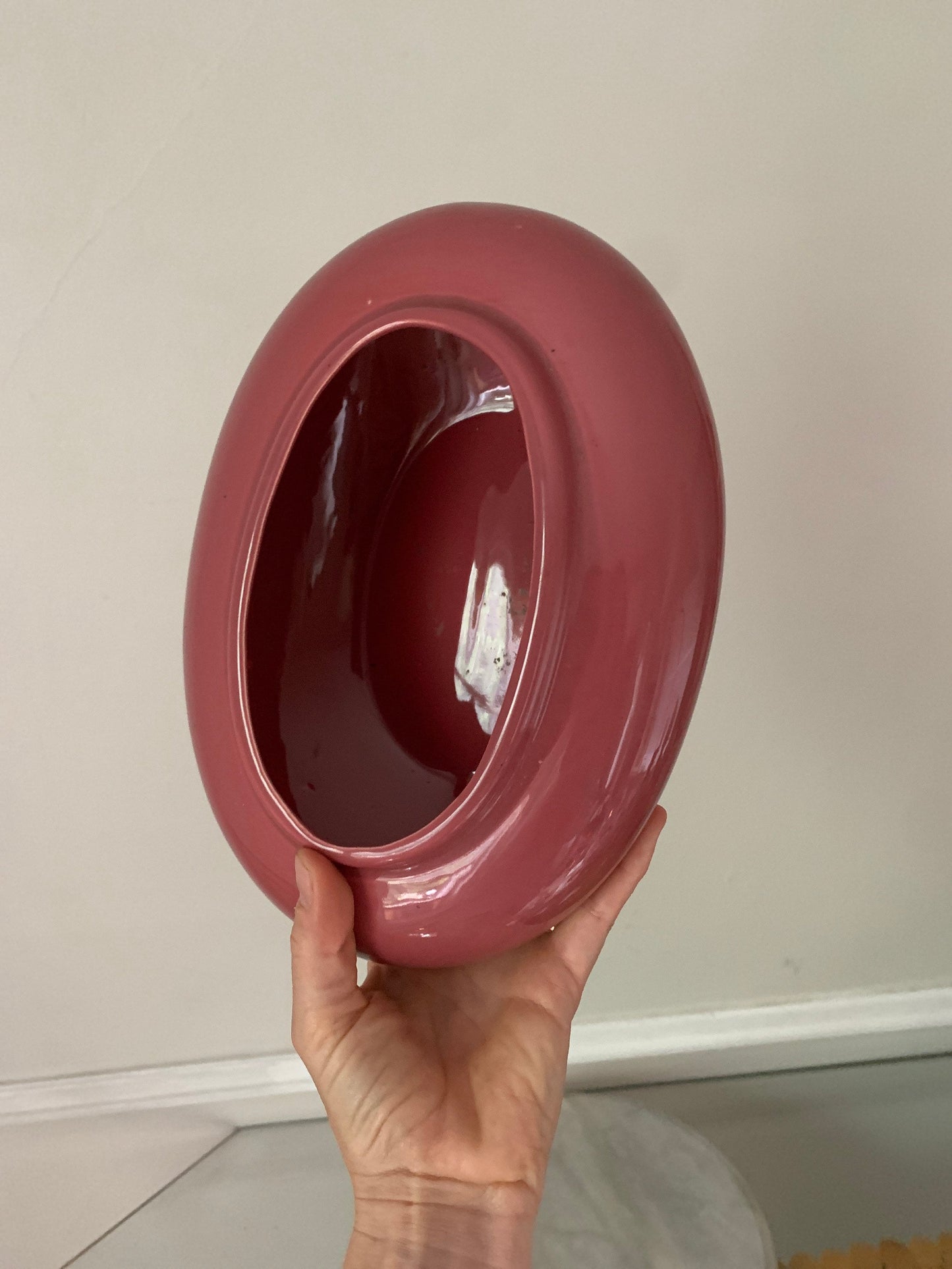 Retro Glazed  Oval Light Rosewood Ceramic Planter