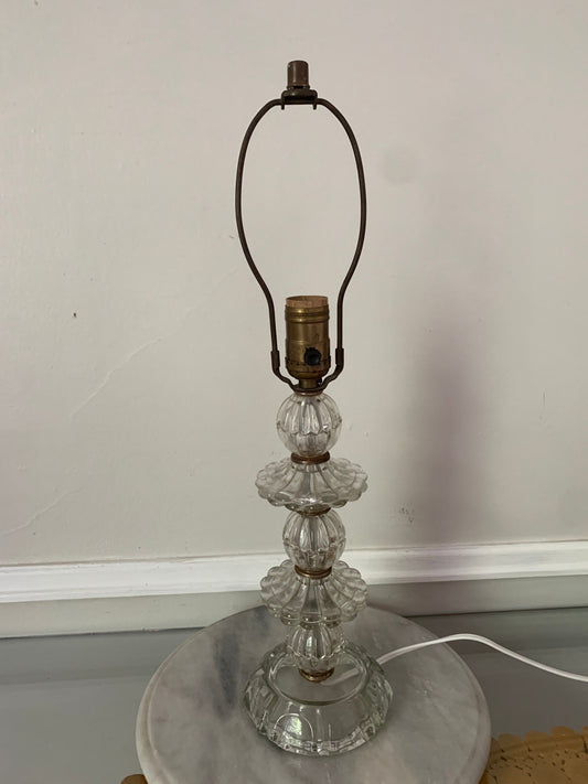 Vintage Small Clear Glass Accent Table Lamp No Shade