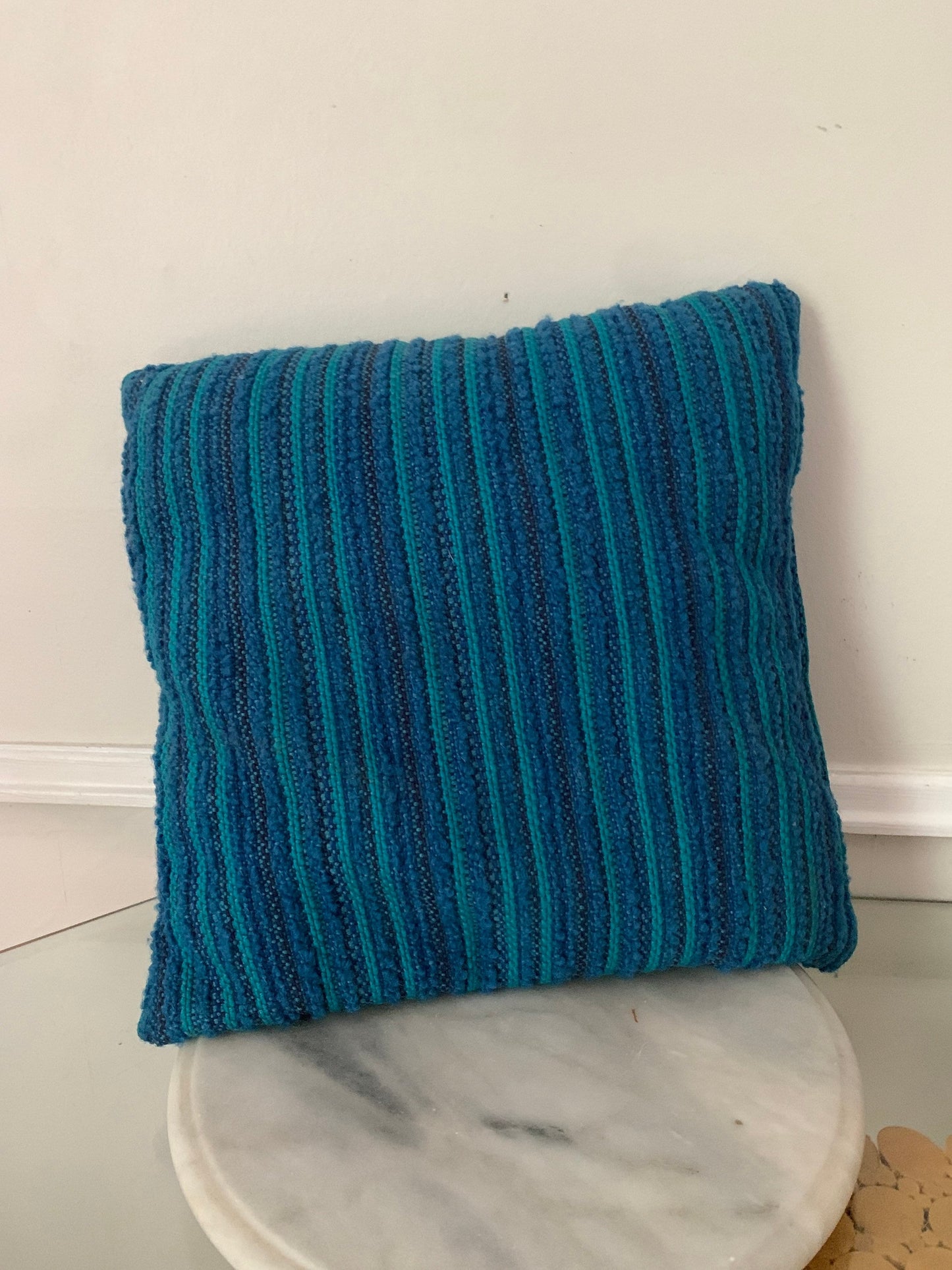 Vintage Square Knobby Blue Textile Pillow