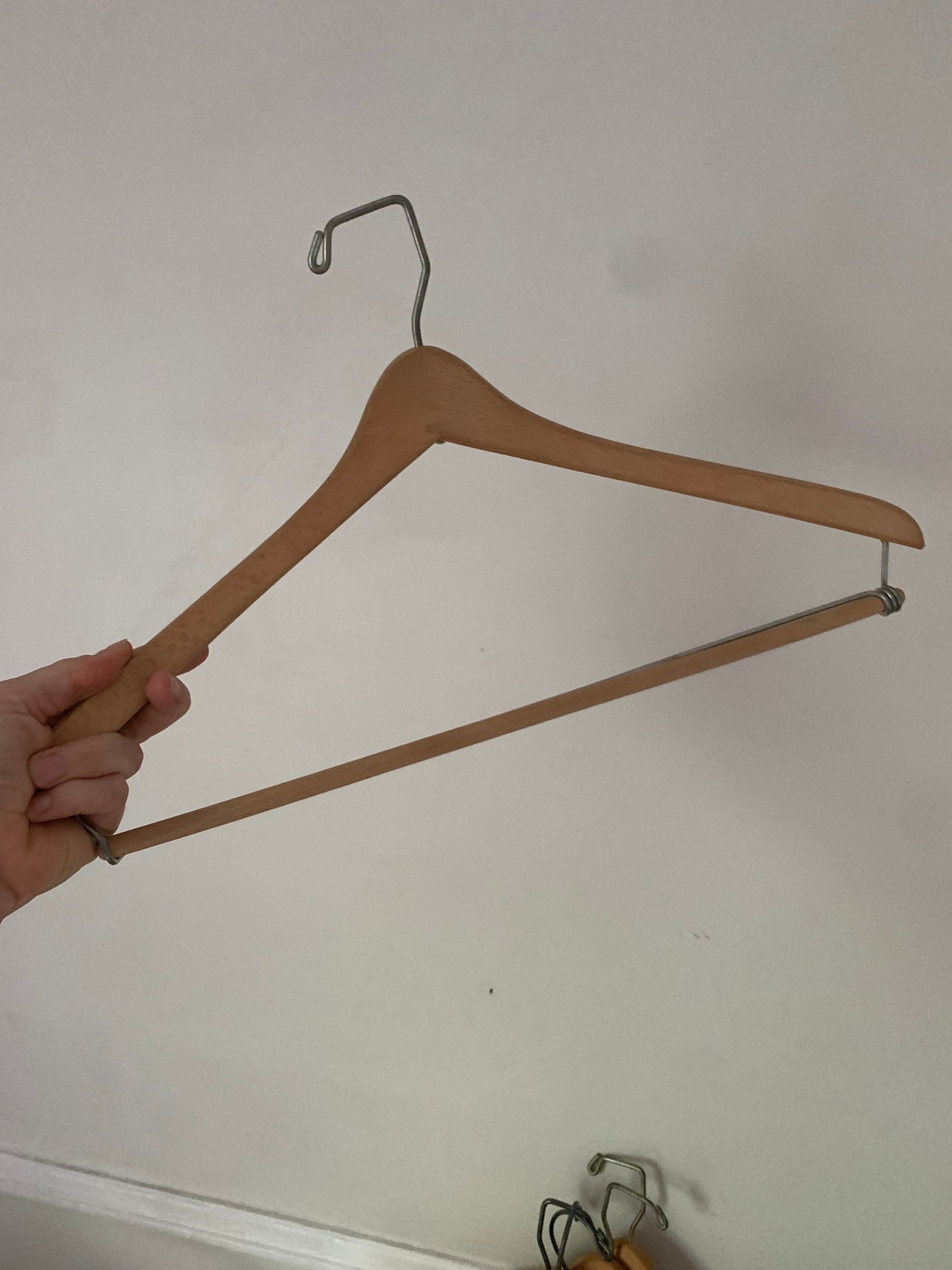 Set of 8 Vintage Hard Wishbone Wood Suit Hangers