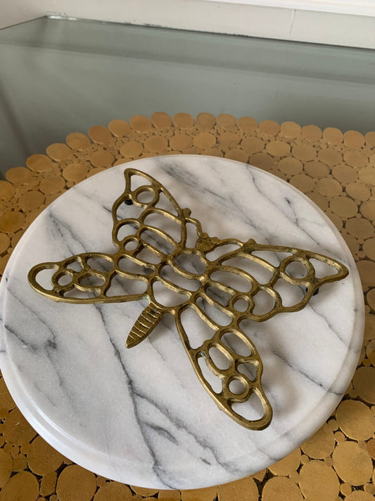 Large Vintage  Brass Butterfly Trivet