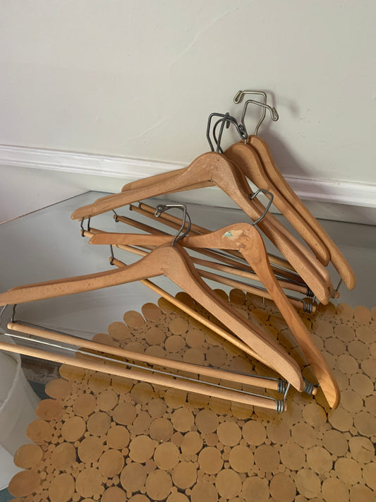 Set of 8 Vintage Hard Wishbone Wood Suit Hangers