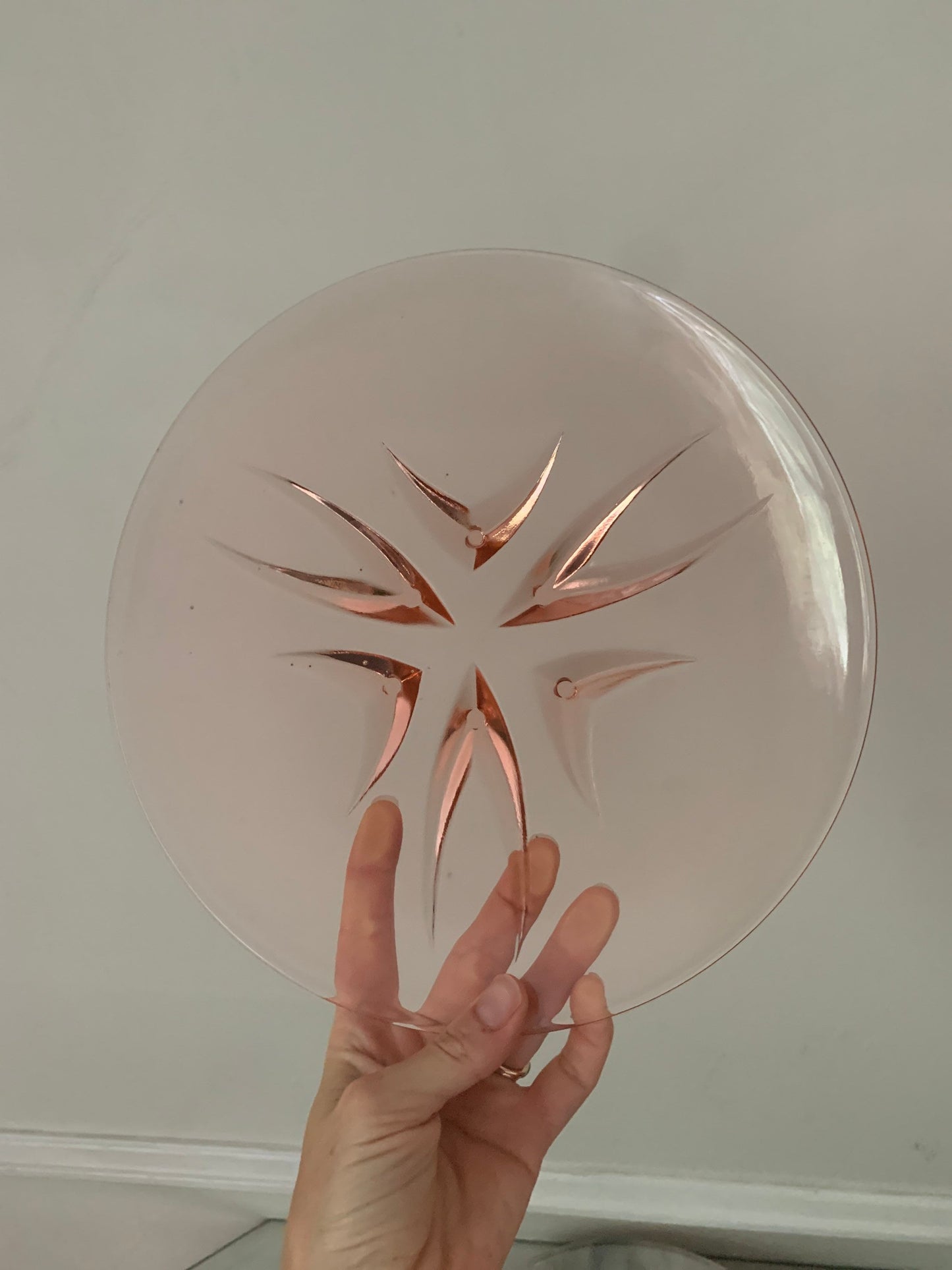 Vintage Pink Glass Round Serving Platter