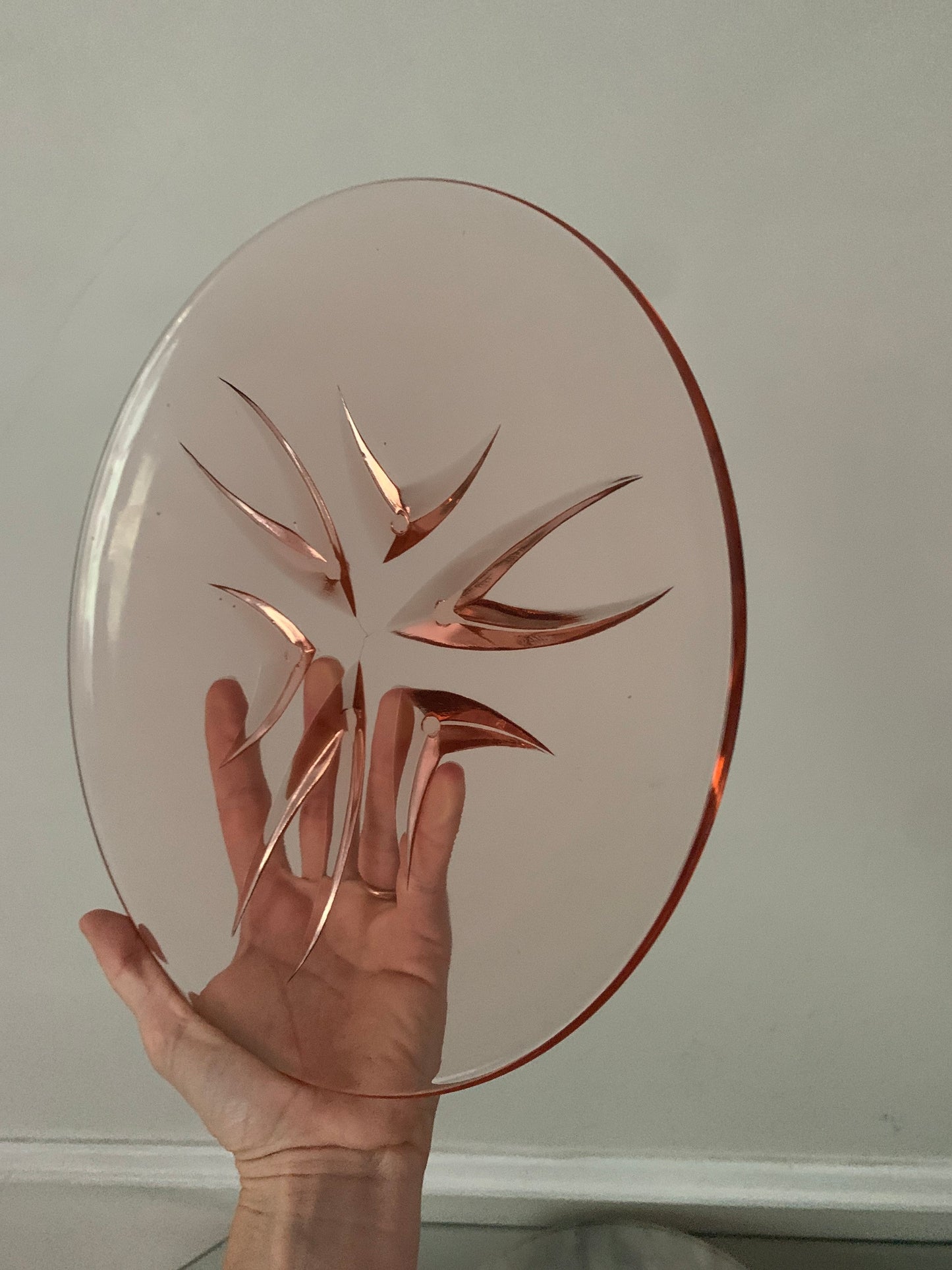 Vintage Pink Glass Round Serving Platter