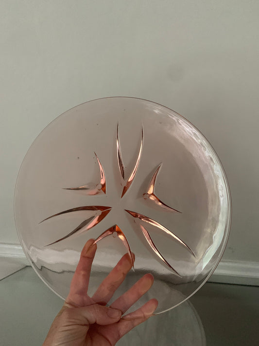 Vintage Pink Glass Round Serving Platter