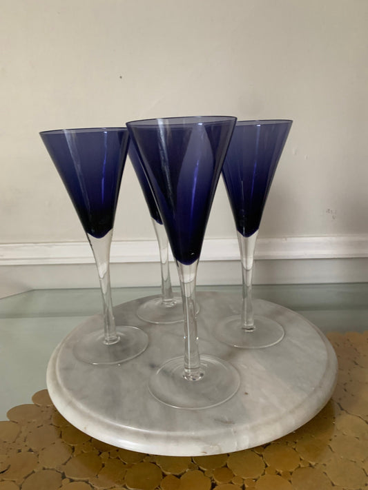 Set of 4 Dark Violet Glass Cocktail  Glasses