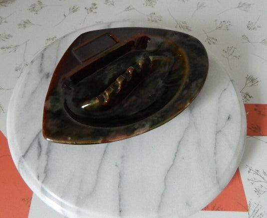 Retro Atomic 1960s Brown Ceramique de Beauce Ashtray Made in Canada