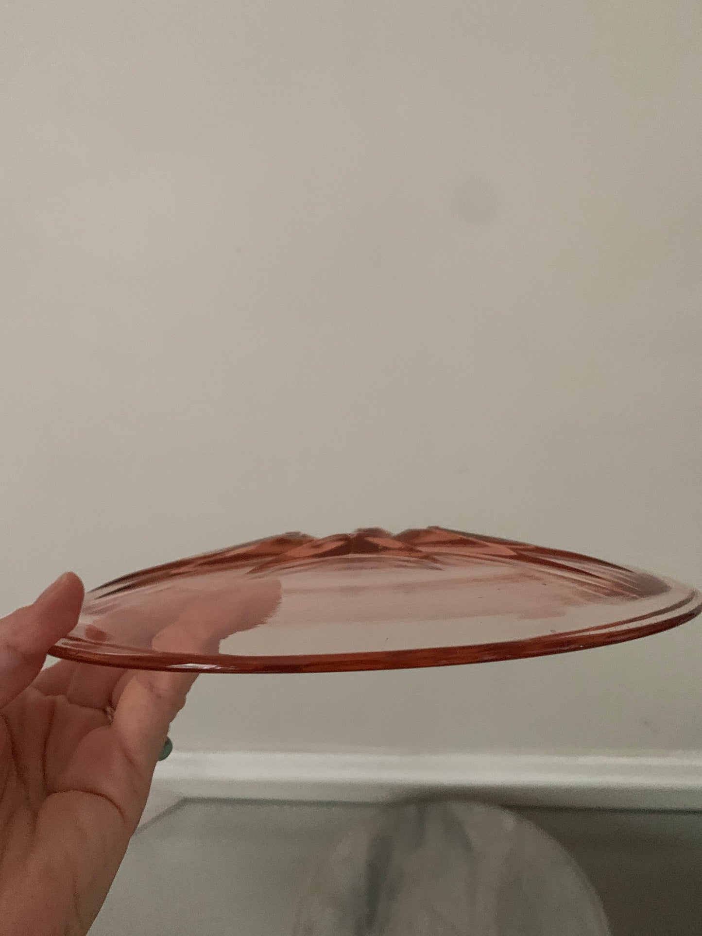 Vintage Pink Glass Round Serving Platter