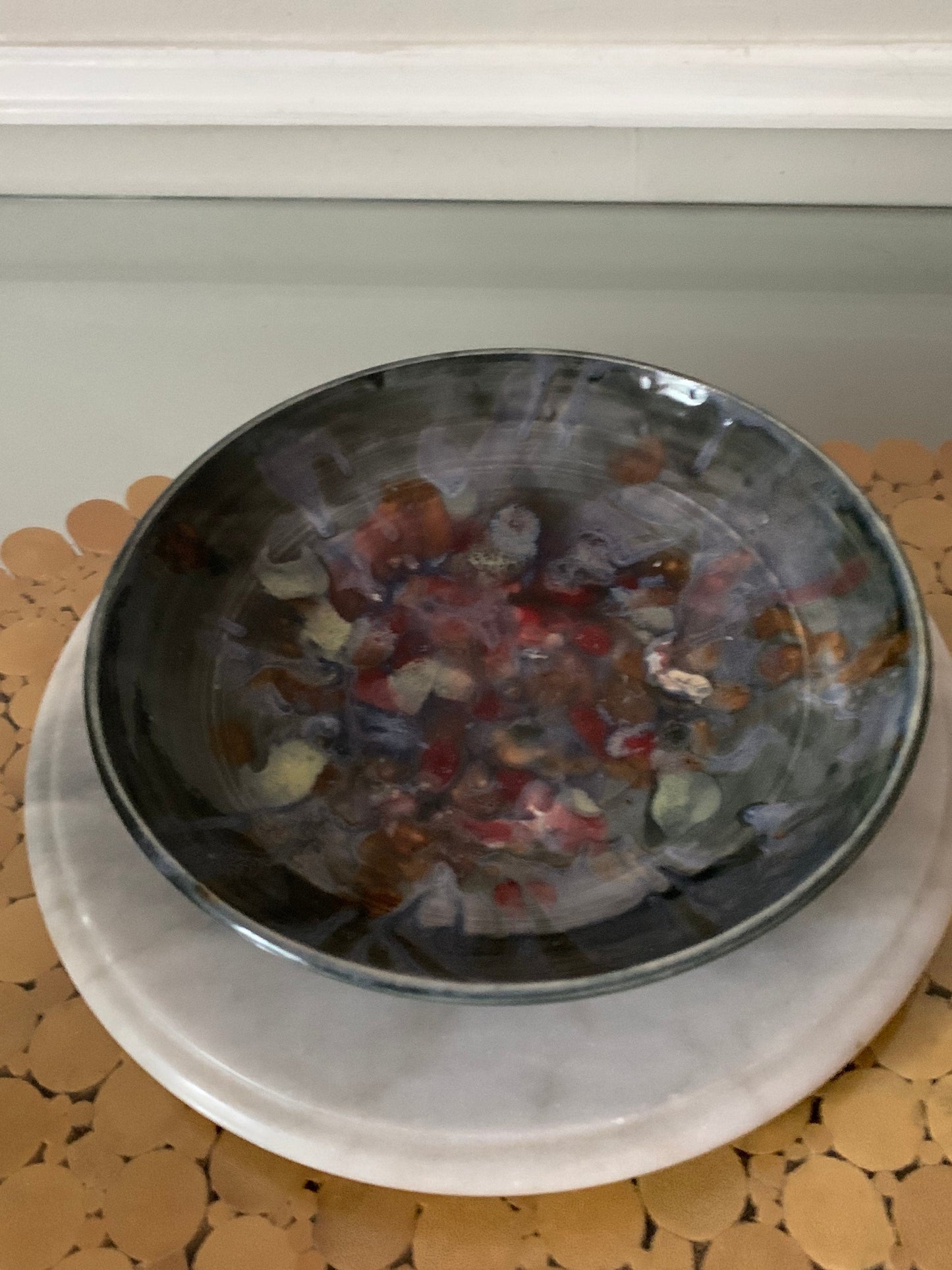 Handmade Multi Colour Glazed Medium Sized Pottery Bowl