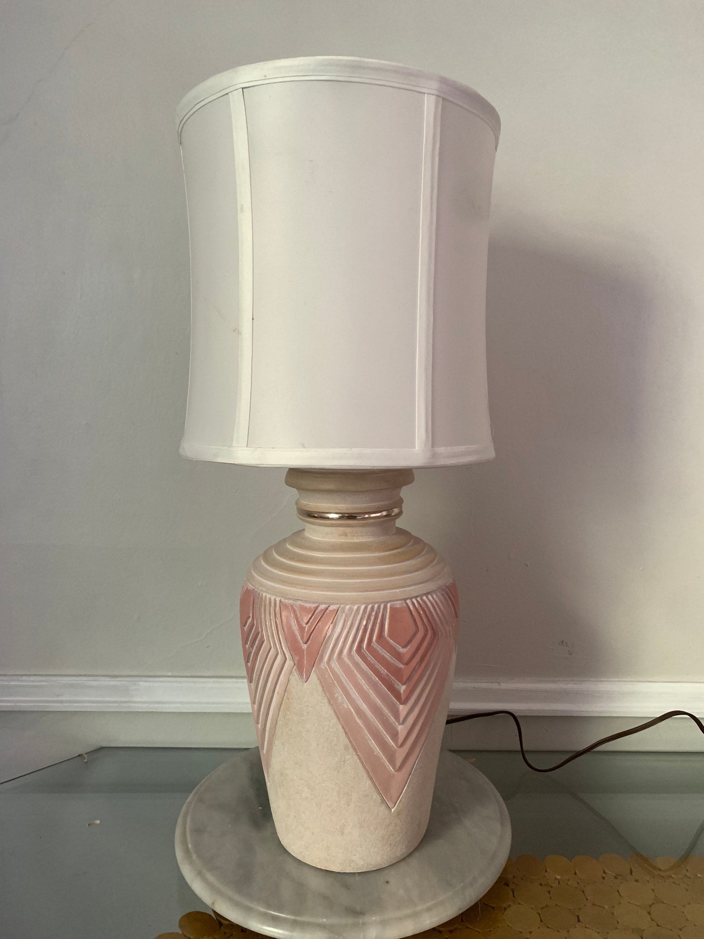 Retro Medium Collective Elegance Santa Fe Pink Pastel Terra Cota Table Lamp No Shade