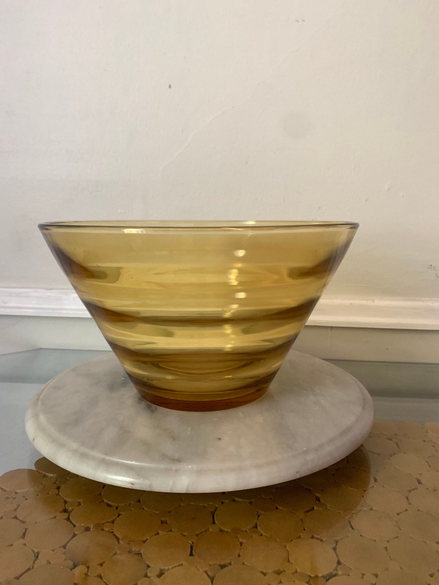 Retro Large Beehive Yellow Glass Bowl