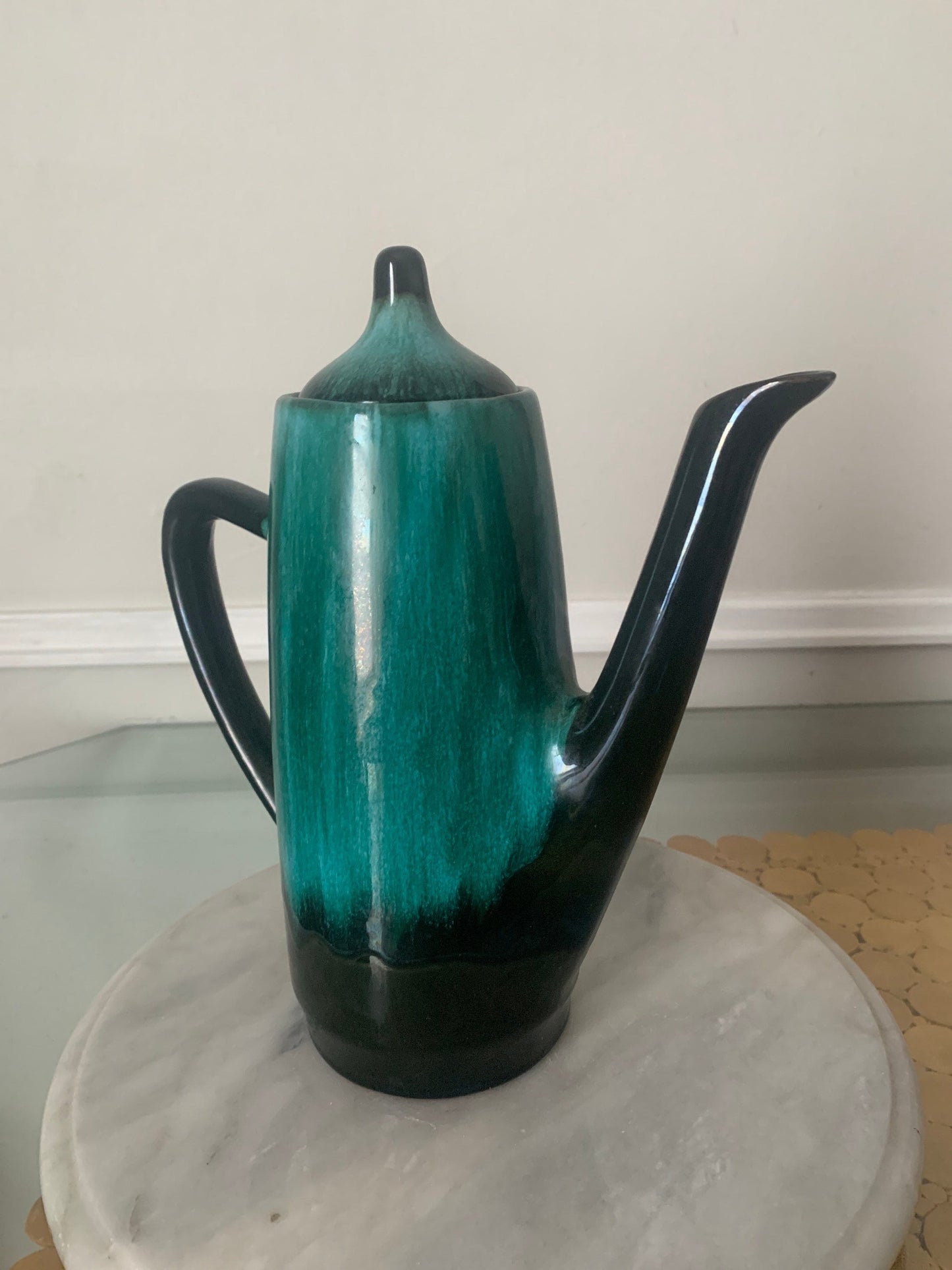 MCM Blue//Green Drip Glaze Coffee Pot