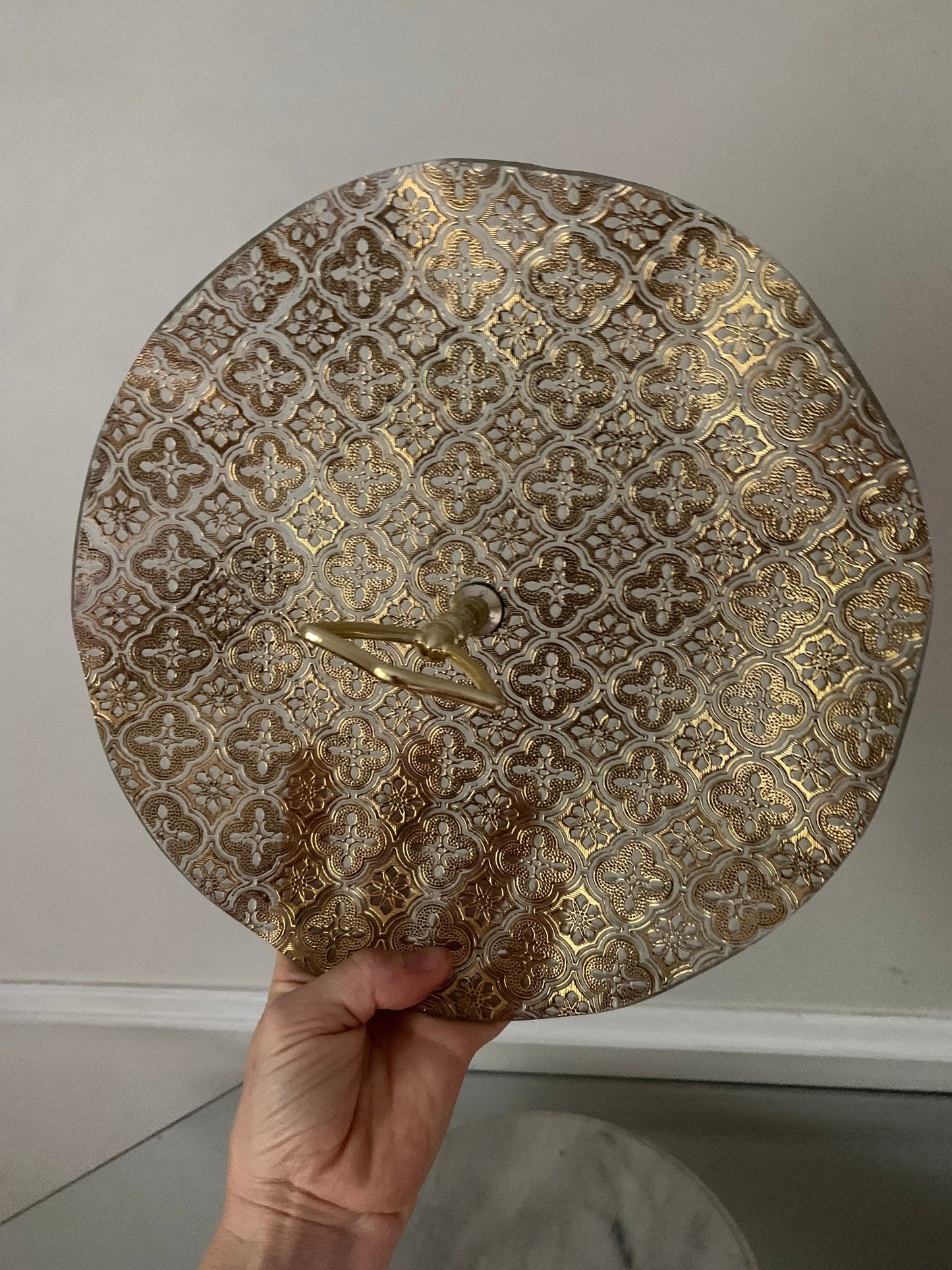 Vintage Textured Gold Cake Plate with Gold Tone Handle