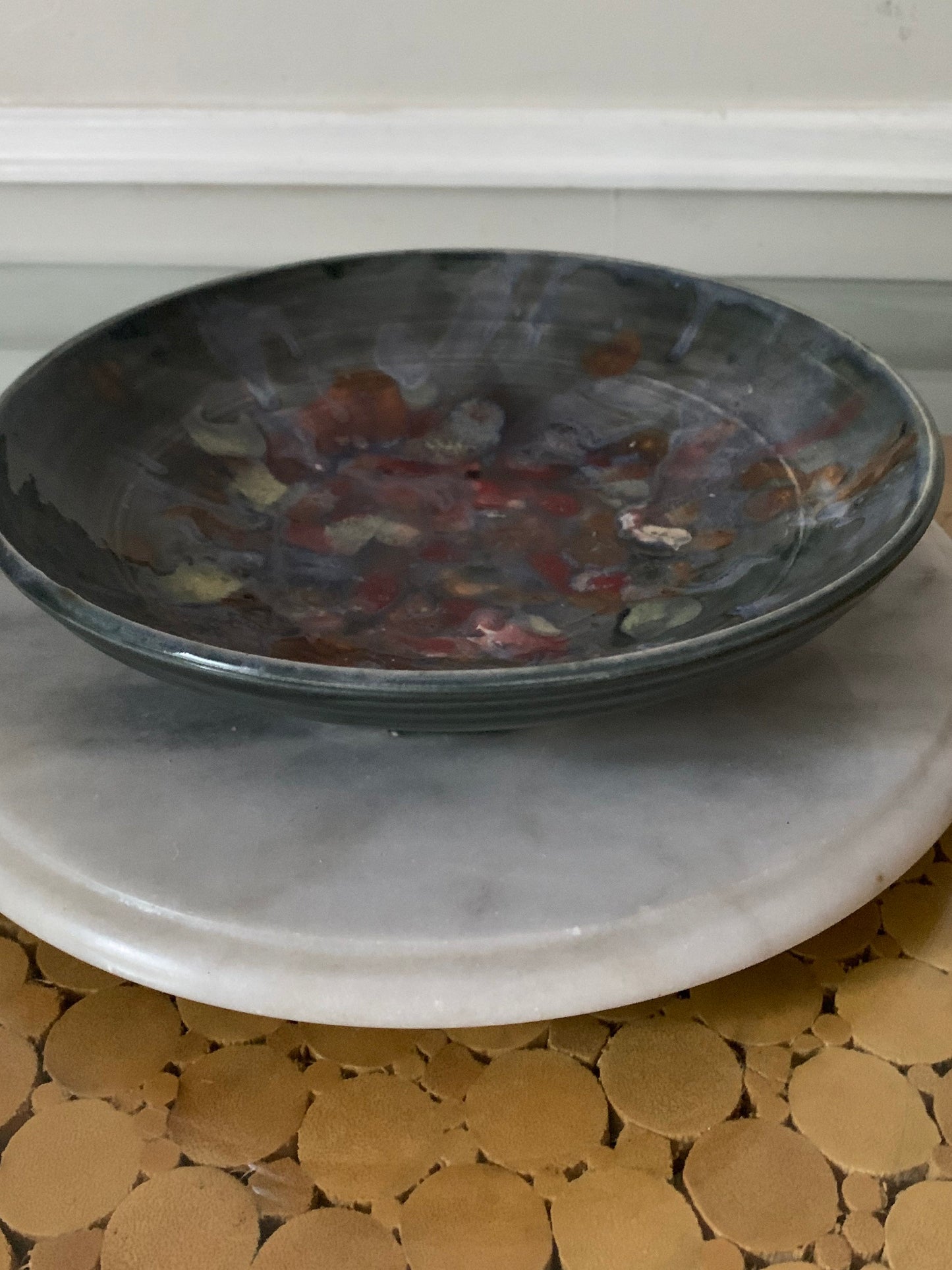 Handmade Multi Colour Glazed Medium Sized Pottery Bowl