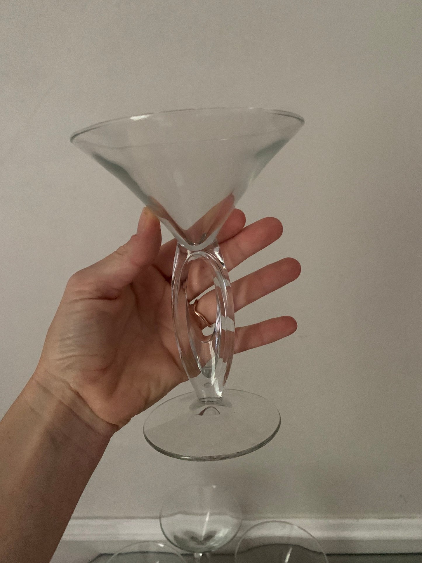 Retro Set of 4 Clear Cut Out Stem Martini Glasses