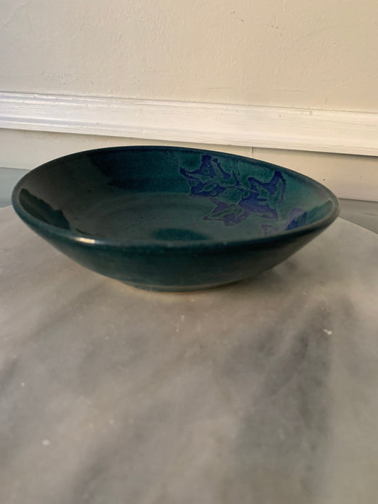 Small Handmade Teal & Blue Pottery Dish