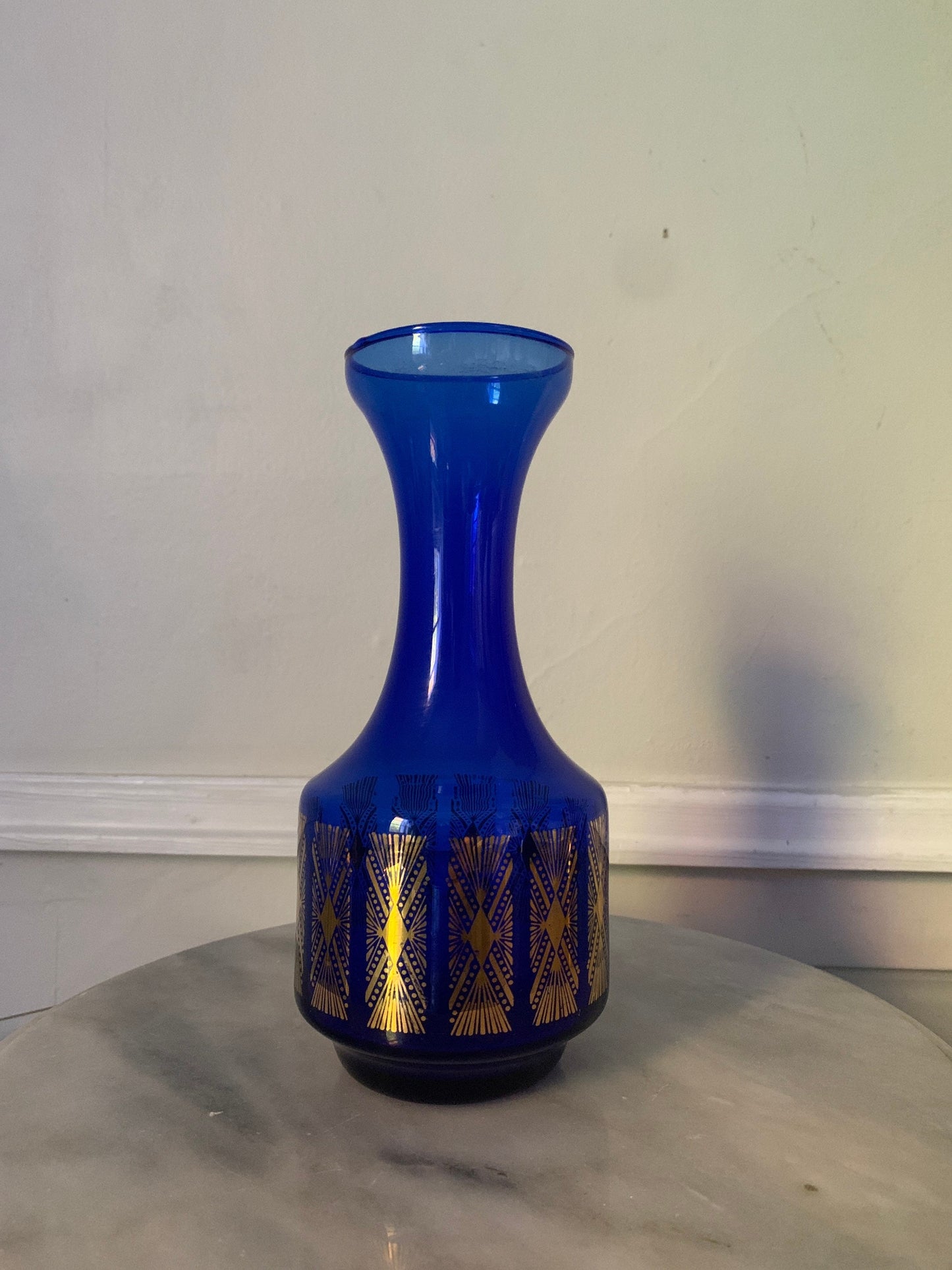 Vintage Cobalt Blue  Decanter with Gold Detail