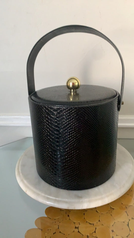 MCM Black Faux Snake Skin Georges Briard Ice Bucket