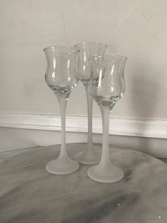 Set of 3 Retro Frosted  Glass Candleholders