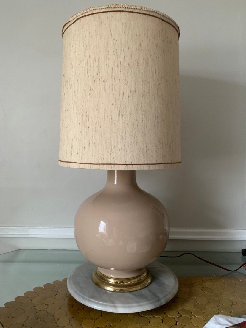 Large Retro Taupe Ceramic Table Lamp Shade Not Included