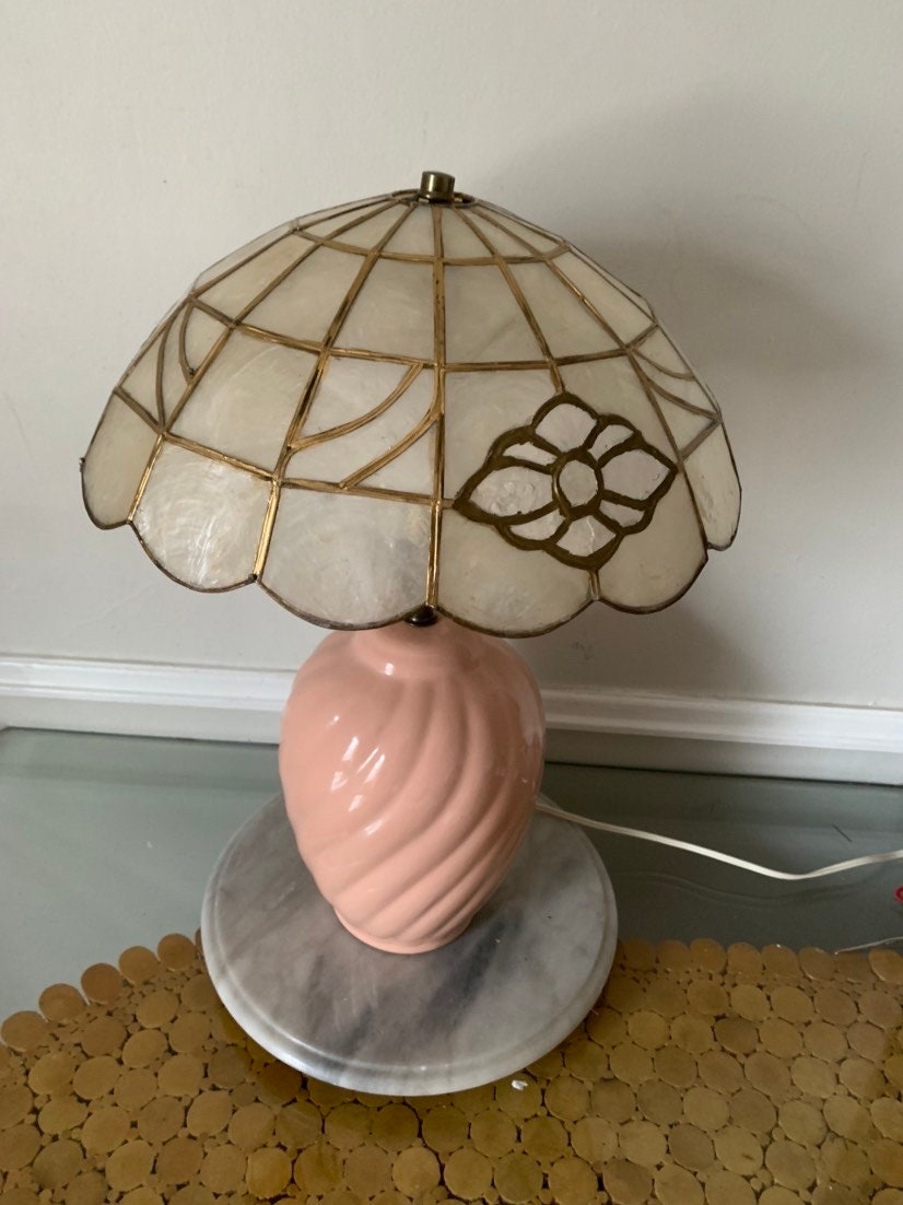 Retro Medium Martha Ceramic Pink Ceramic Swirl Table Lamp No Shade Made in Canada