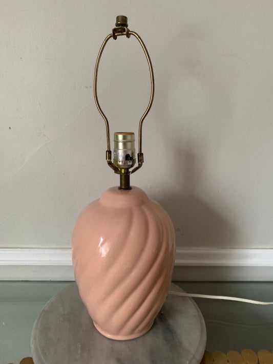 Retro Medium Martha Ceramic Pink Ceramic Swirl Table Lamp No Shade Made in Canada