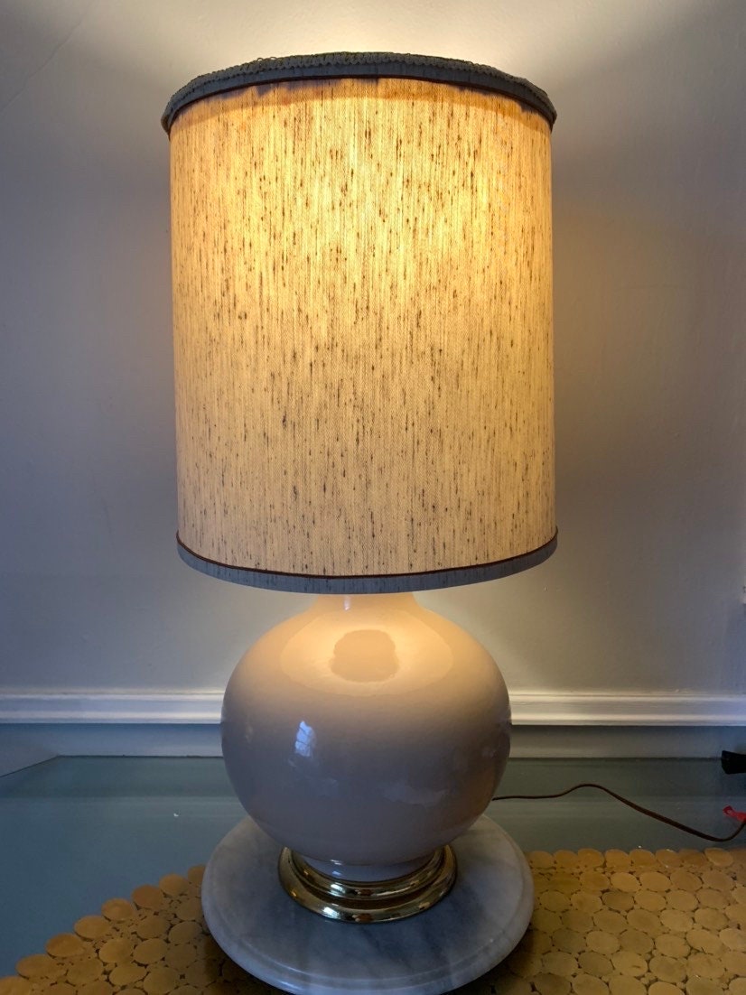 Large Retro Taupe Ceramic Table Lamp Shade Not Included