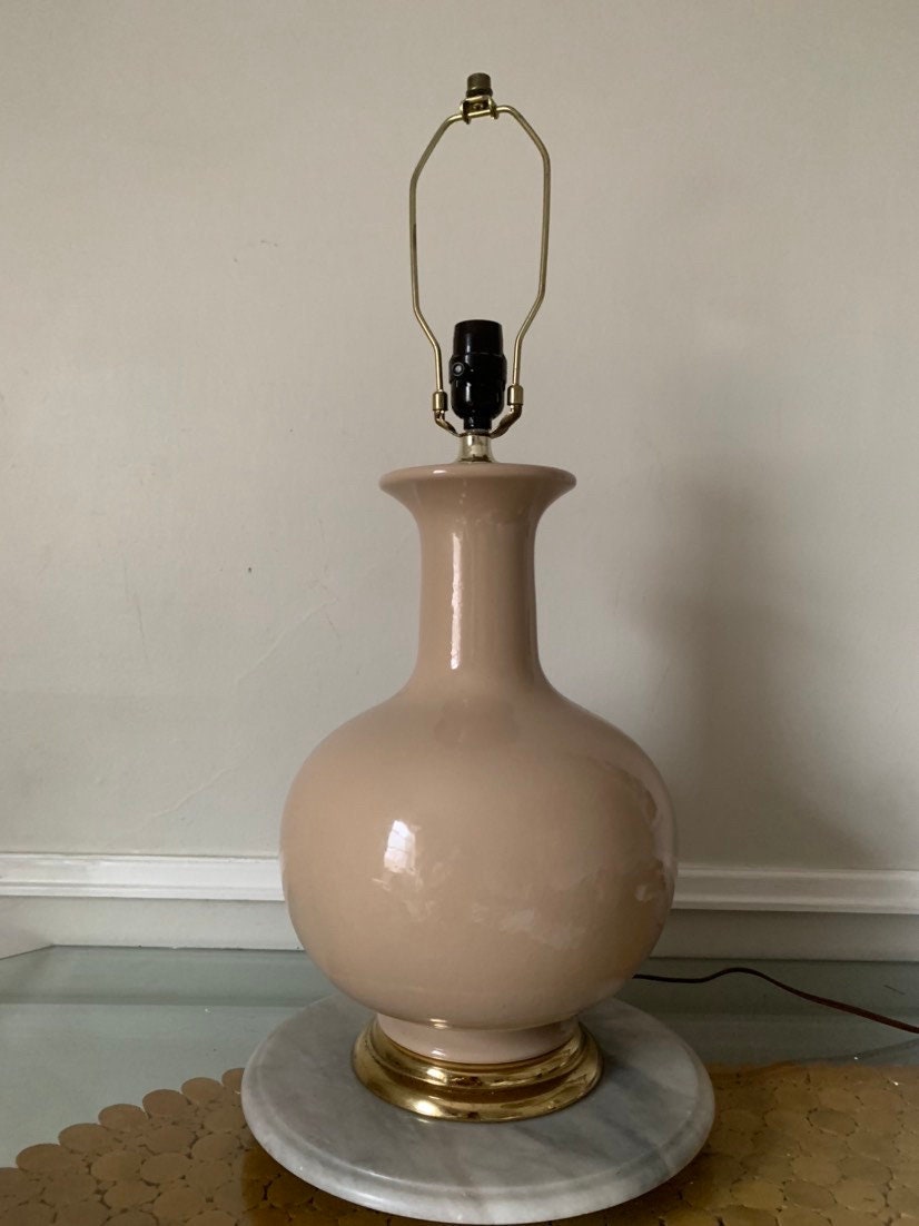 Large Retro Taupe Ceramic Table Lamp Shade Not Included