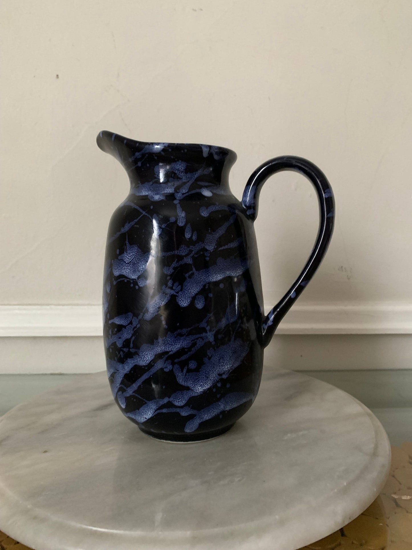 MCM Blue and White Ceramic Jug with Handle