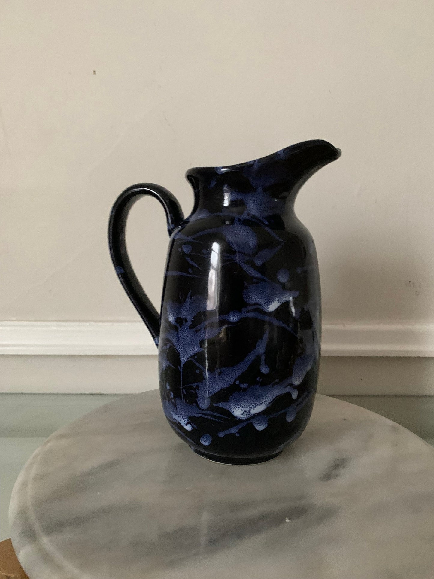 MCM Blue and White Ceramic Jug with Handle