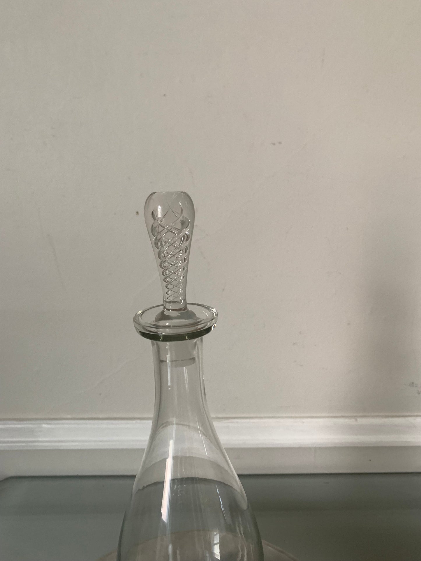 Vintage Tall Clear Decanter with Swirl Lid & Bottom