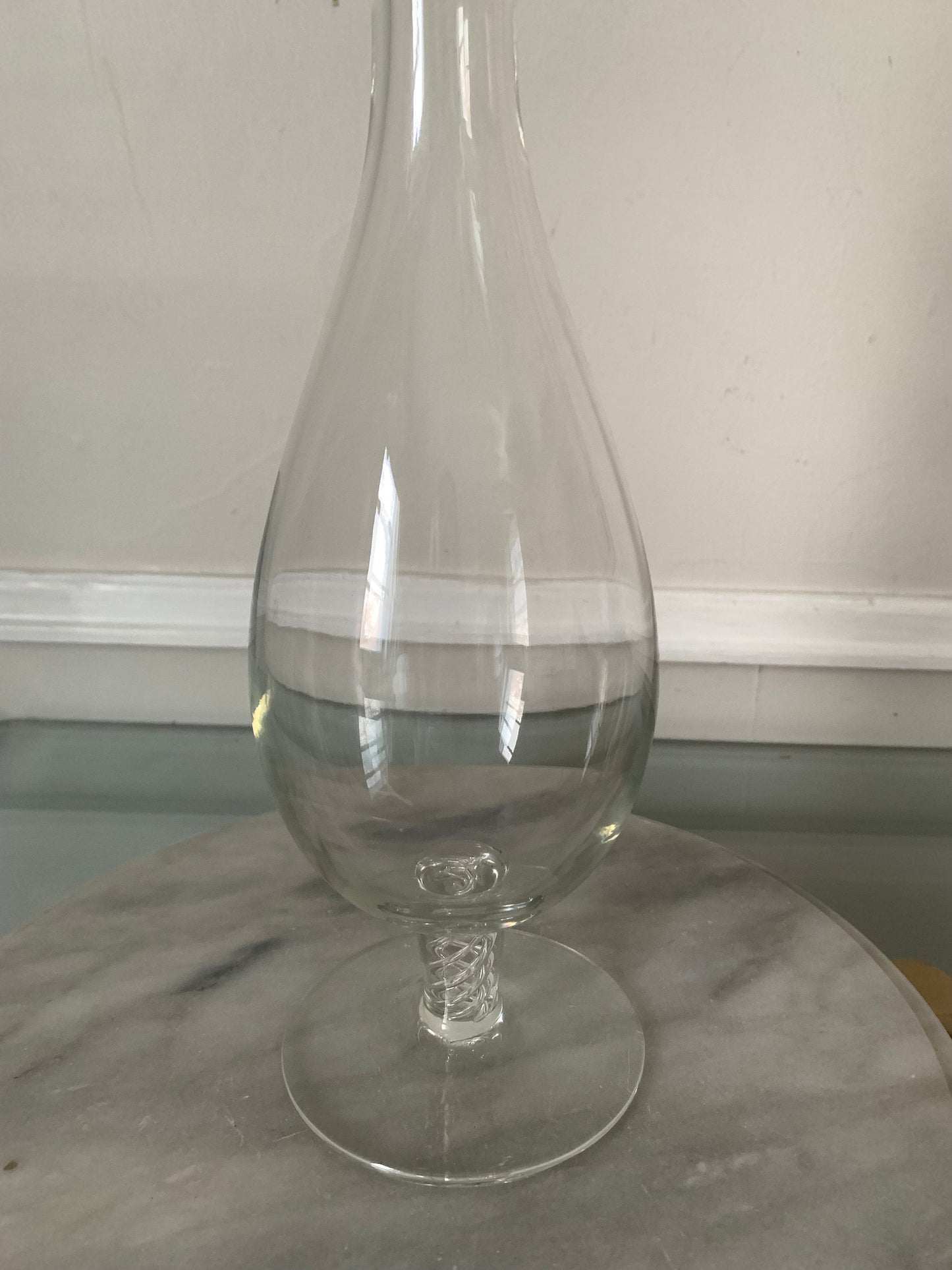 Vintage Tall Clear Decanter with Swirl Lid & Bottom