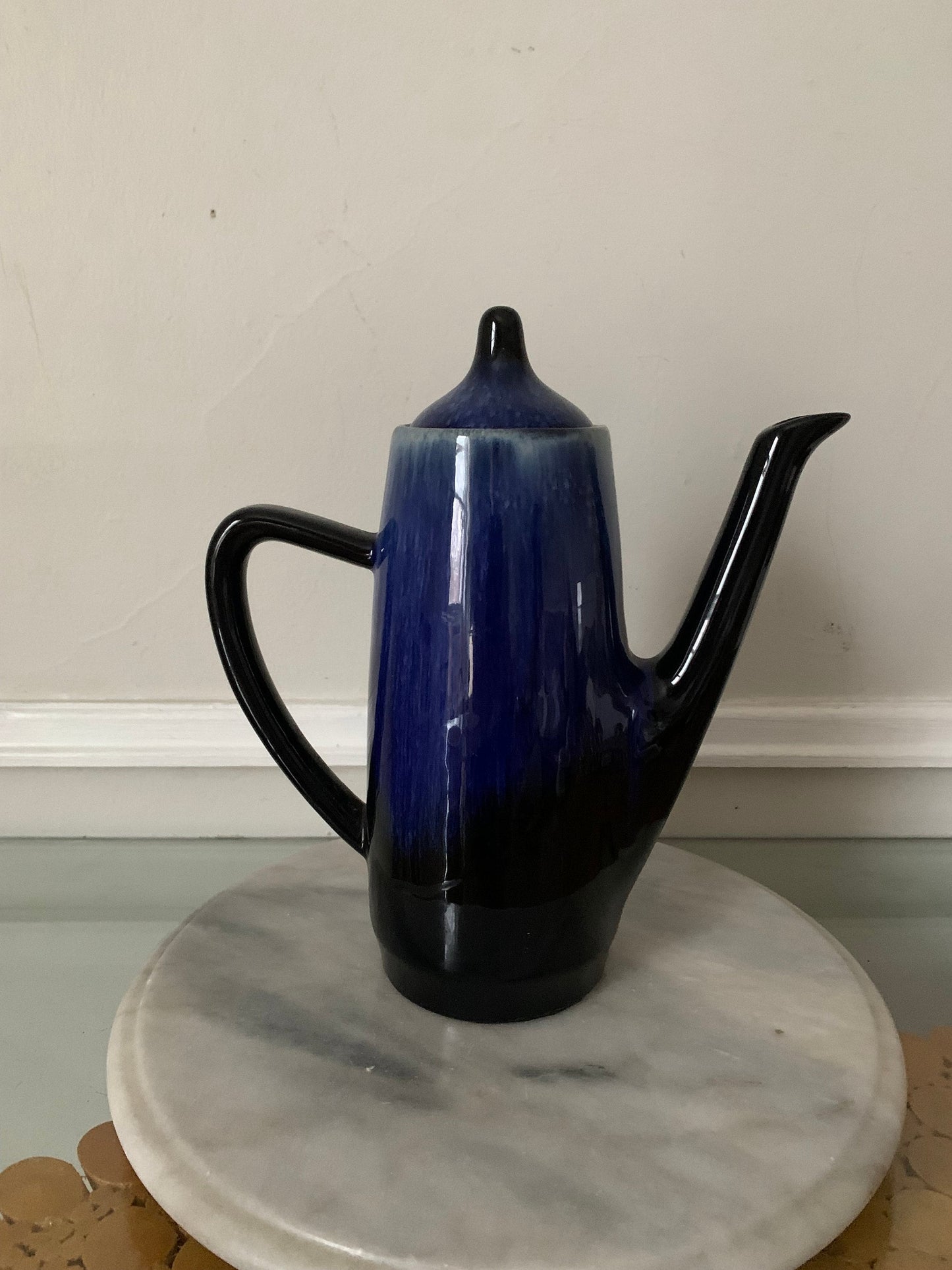 MCM Deep Blue Drip Glaze Coffee Pot and Creamer