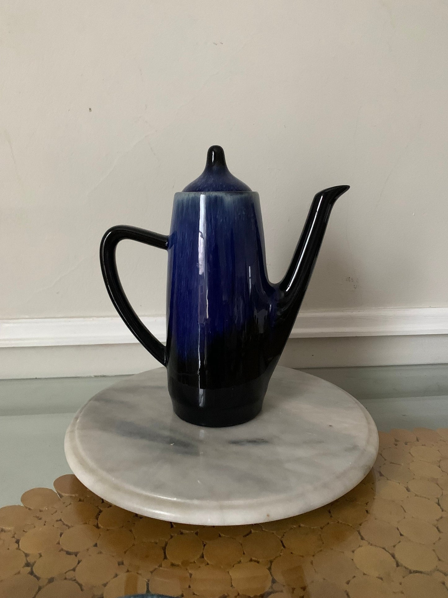 MCM Deep Blue Drip Glaze Coffee Pot and Creamer