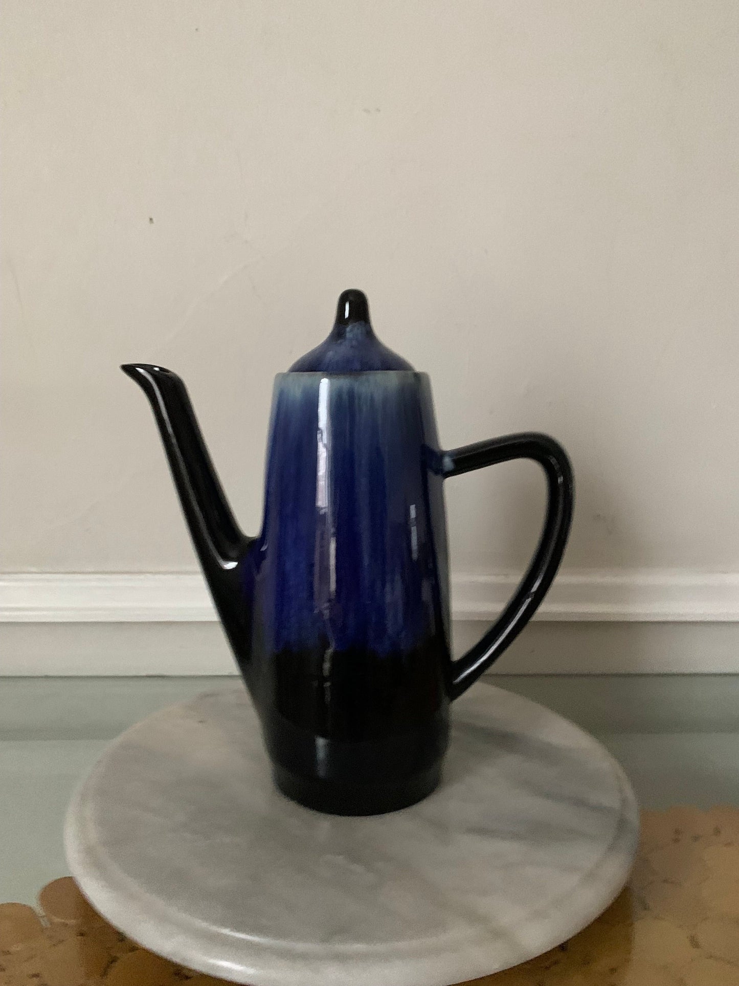 MCM Deep Blue Drip Glaze Coffee Pot and Creamer