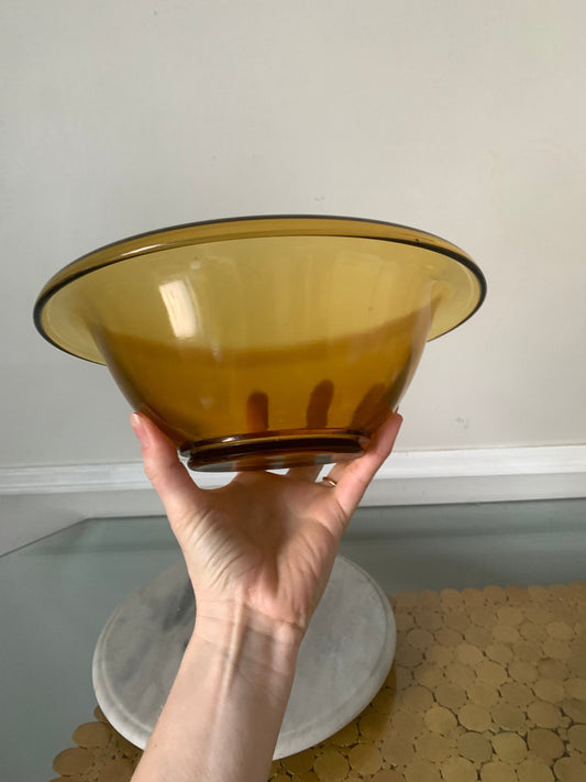 Vintage Medium Yellow Rolled Rim Glass Bowl