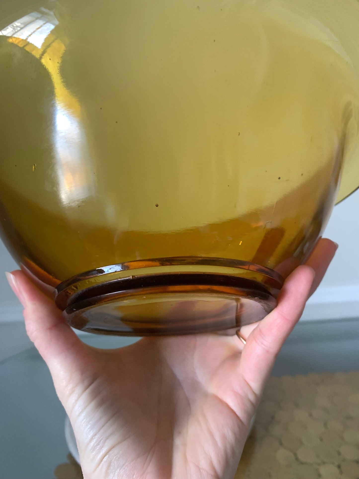 Vintage Medium Yellow Rolled Rim Glass Bowl